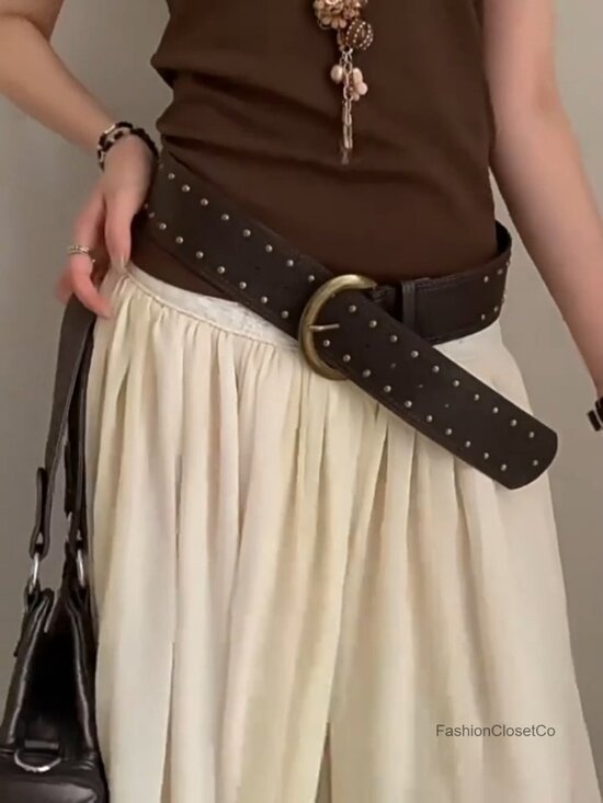 Wide Studded PU Leather Belt Punk Western Cowgirl Cinch Belt main image 7